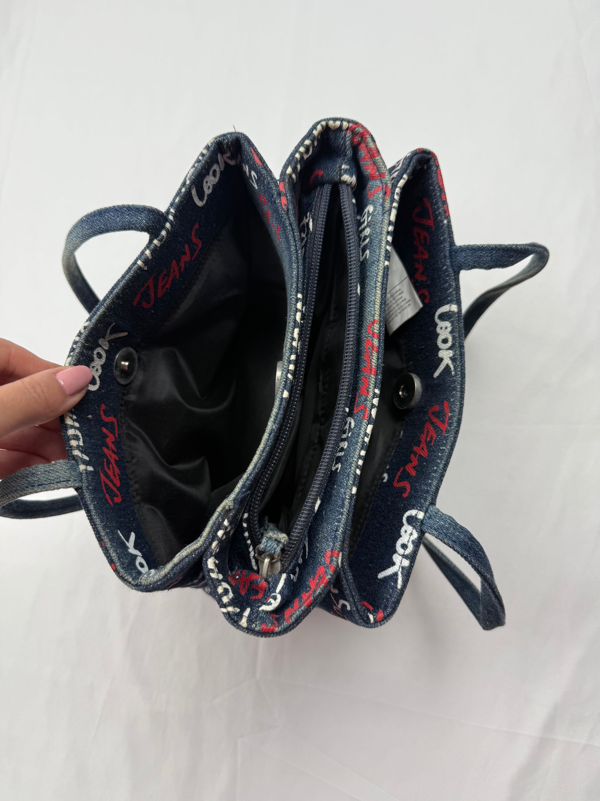 Blue denim shoulder bag + wallet (22x18cm)