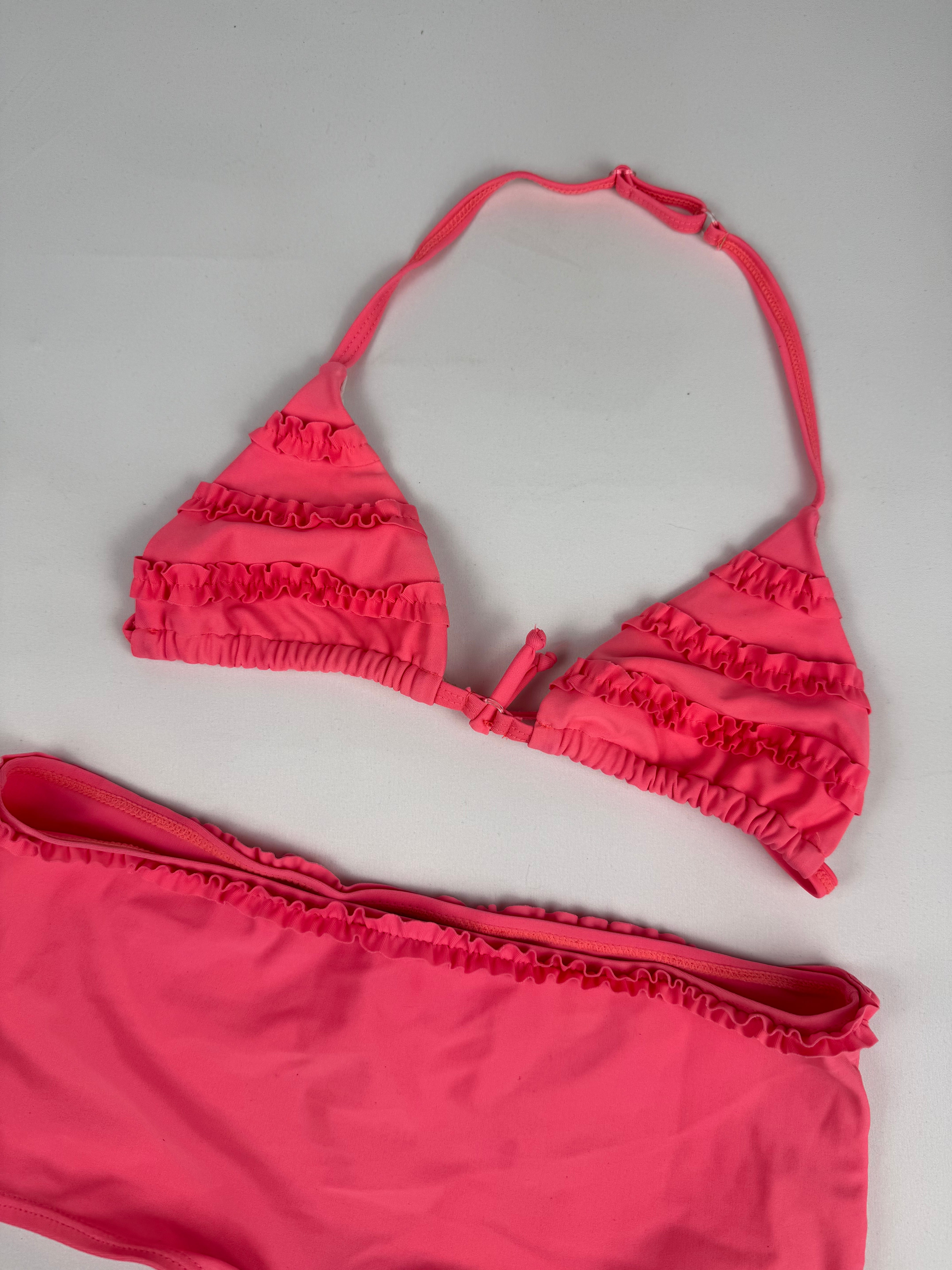 Pink neon low rise bikini set (XS)