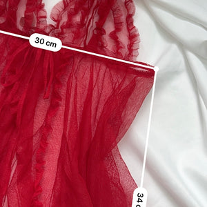 Red mesh open front babydoll top (S)