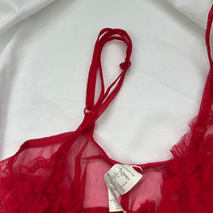 Red mesh open front babydoll top (S)