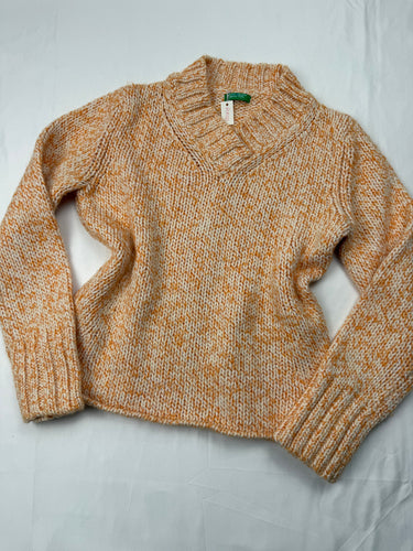 Beige knitted warm jumper (S)