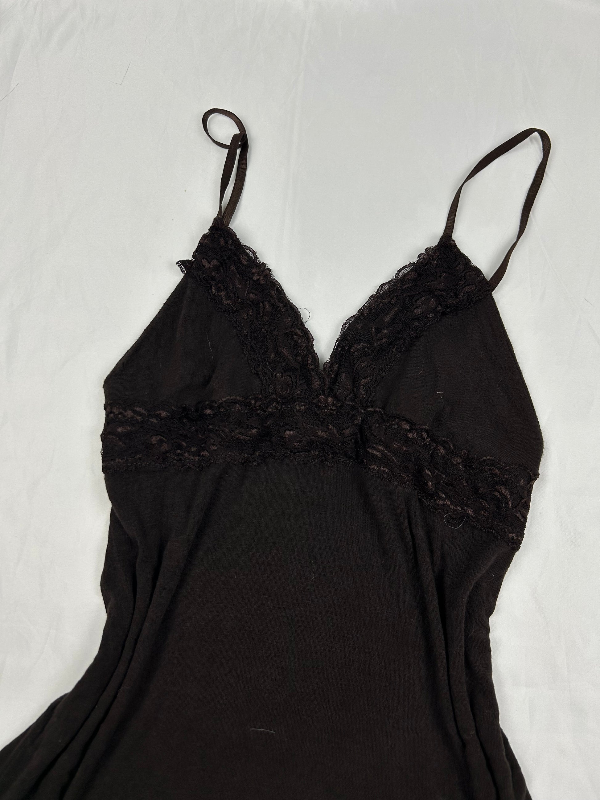 Brown lace stretchy babydoll dress (S/M)