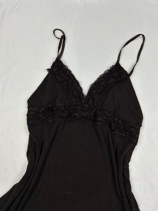 Brown lace stretchy babydoll dress (S/M)