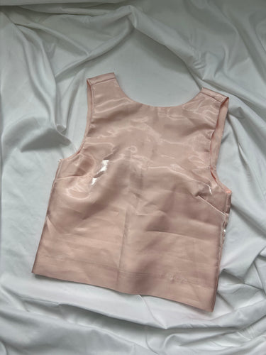 Baby pink satin bow  top (S)