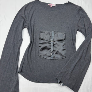 Grey pocket flared long sleeves top (S/M)