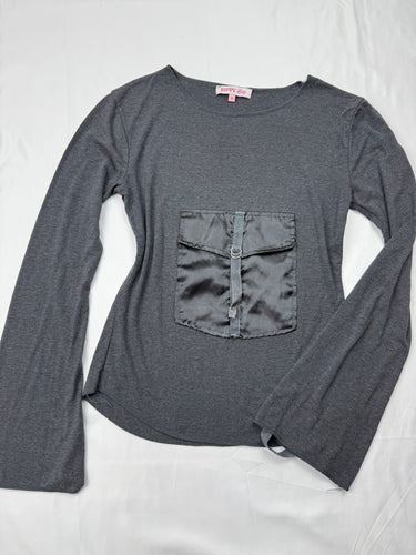 Grey pocket flared long sleeves top (S/M)