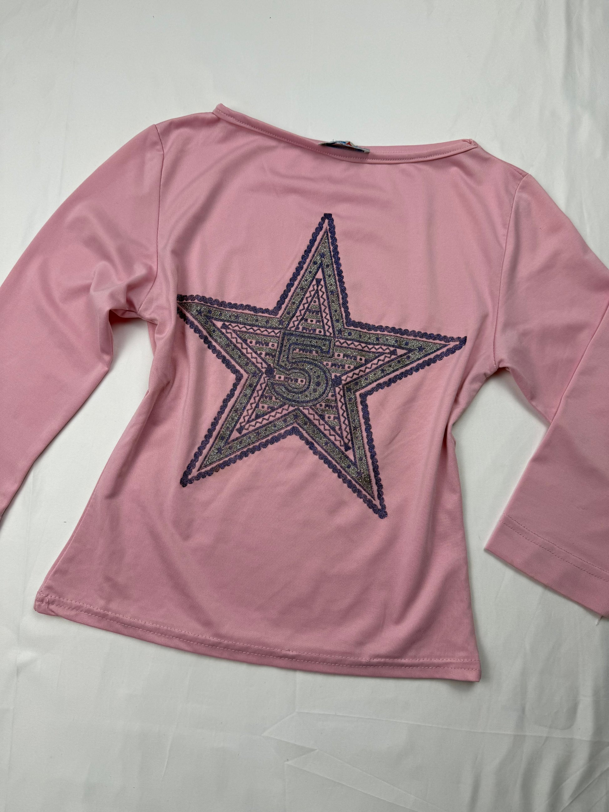 Pink graphic print long sleeves top (S/M)