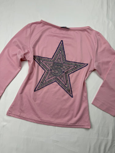 Pink graphic print long sleeves top (S/M)
