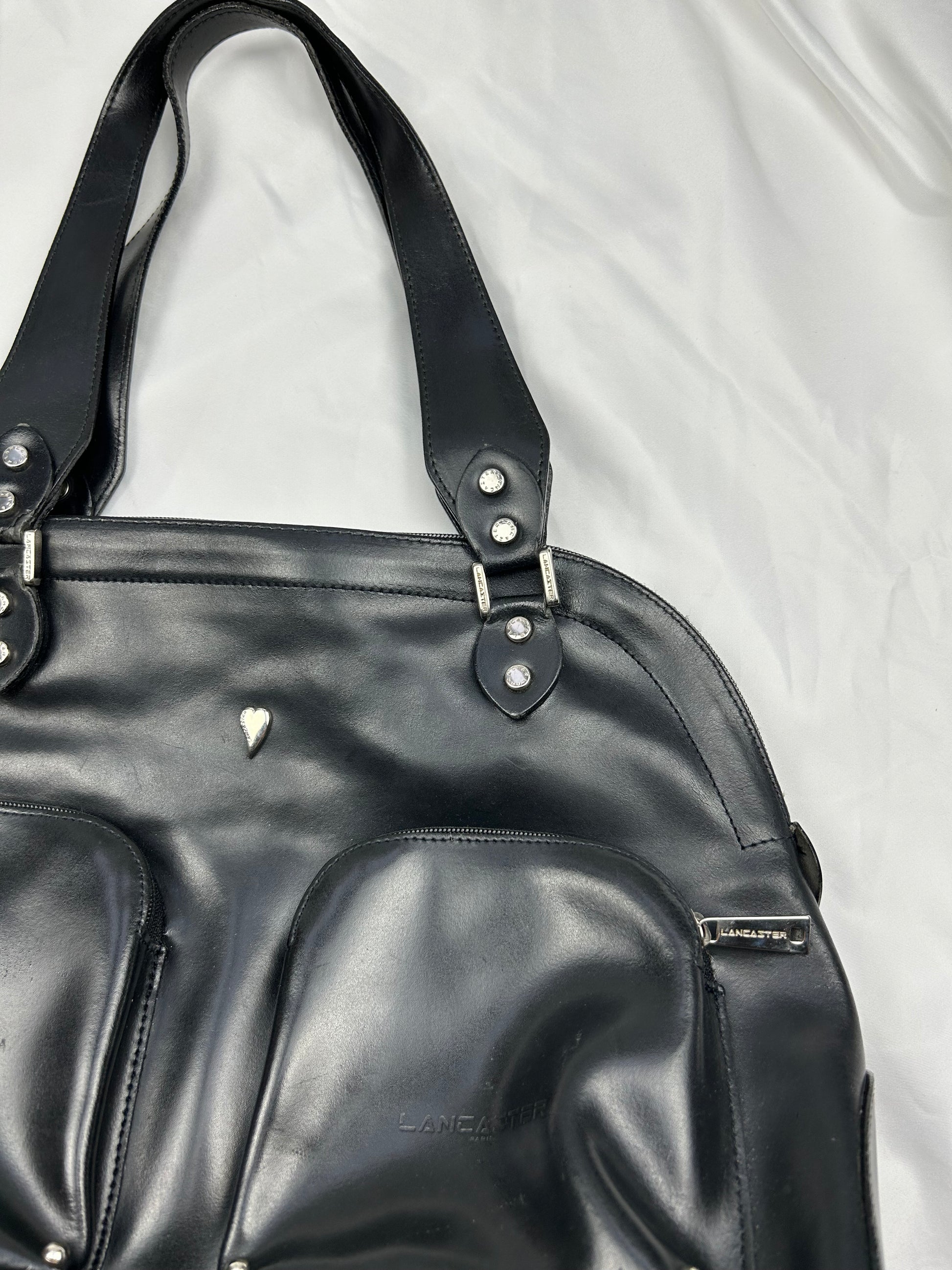 Black 100% real leather uni shoulder bag