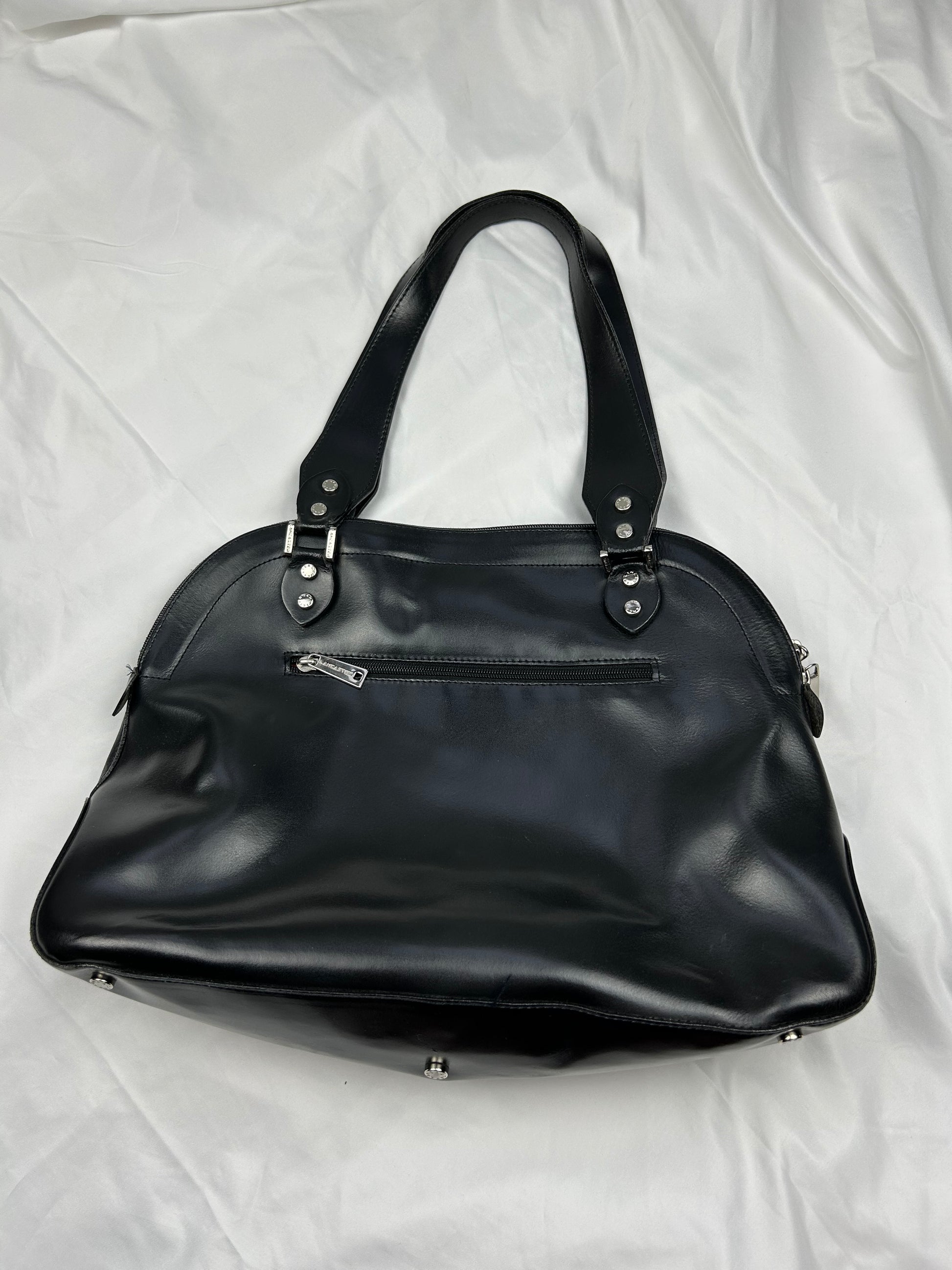 Black 100% real leather uni shoulder bag