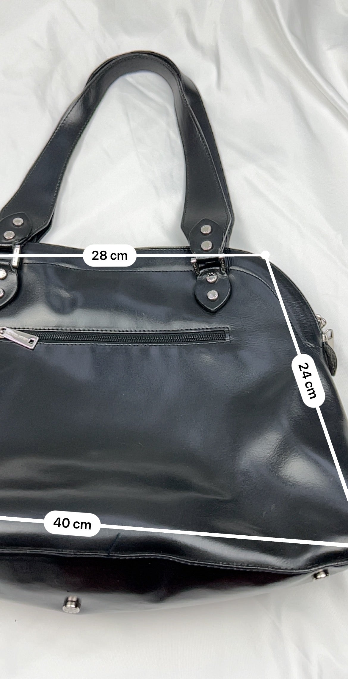 Black 100% real leather uni shoulder bag