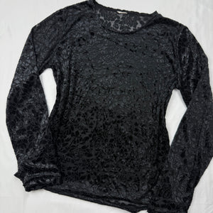Black velvet see trough floral long sleeves top (M)
