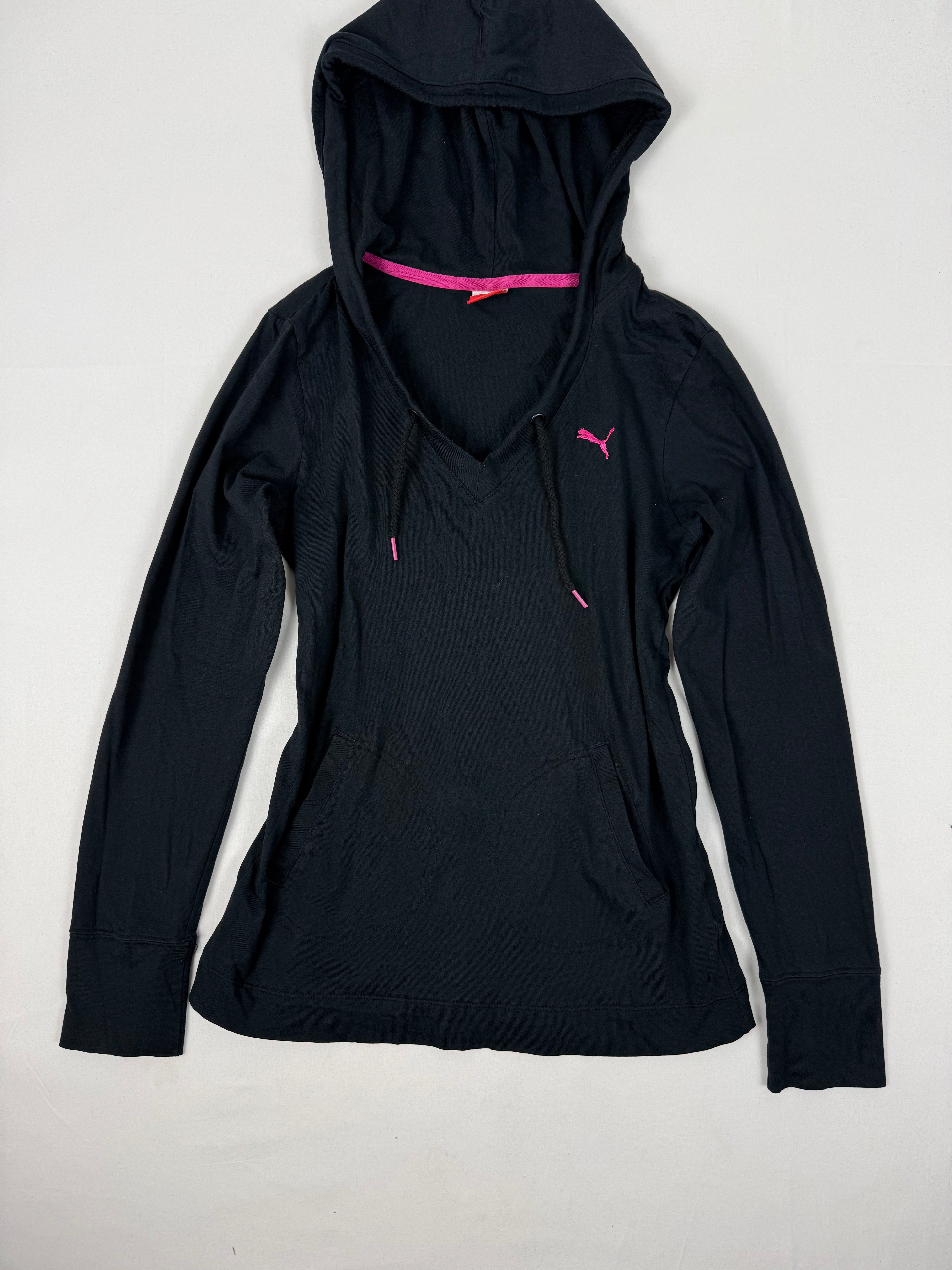 Black logo cotton hoodie (XS/S)