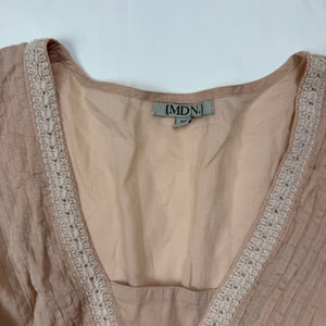 Baby pink bow 100% cotton long sleeves shirt (M)