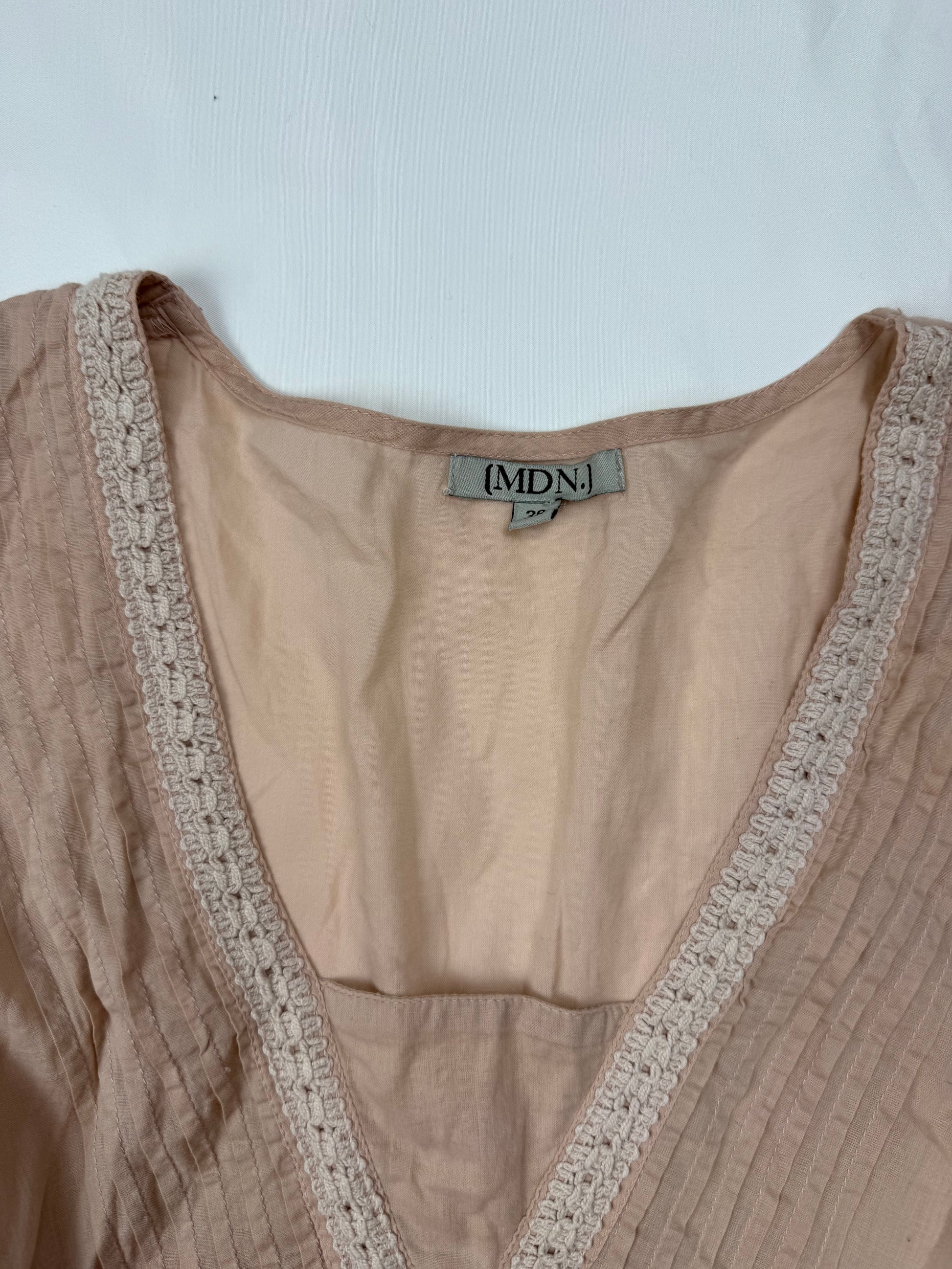 Baby pink bow 100% cotton long sleeves shirt (M)