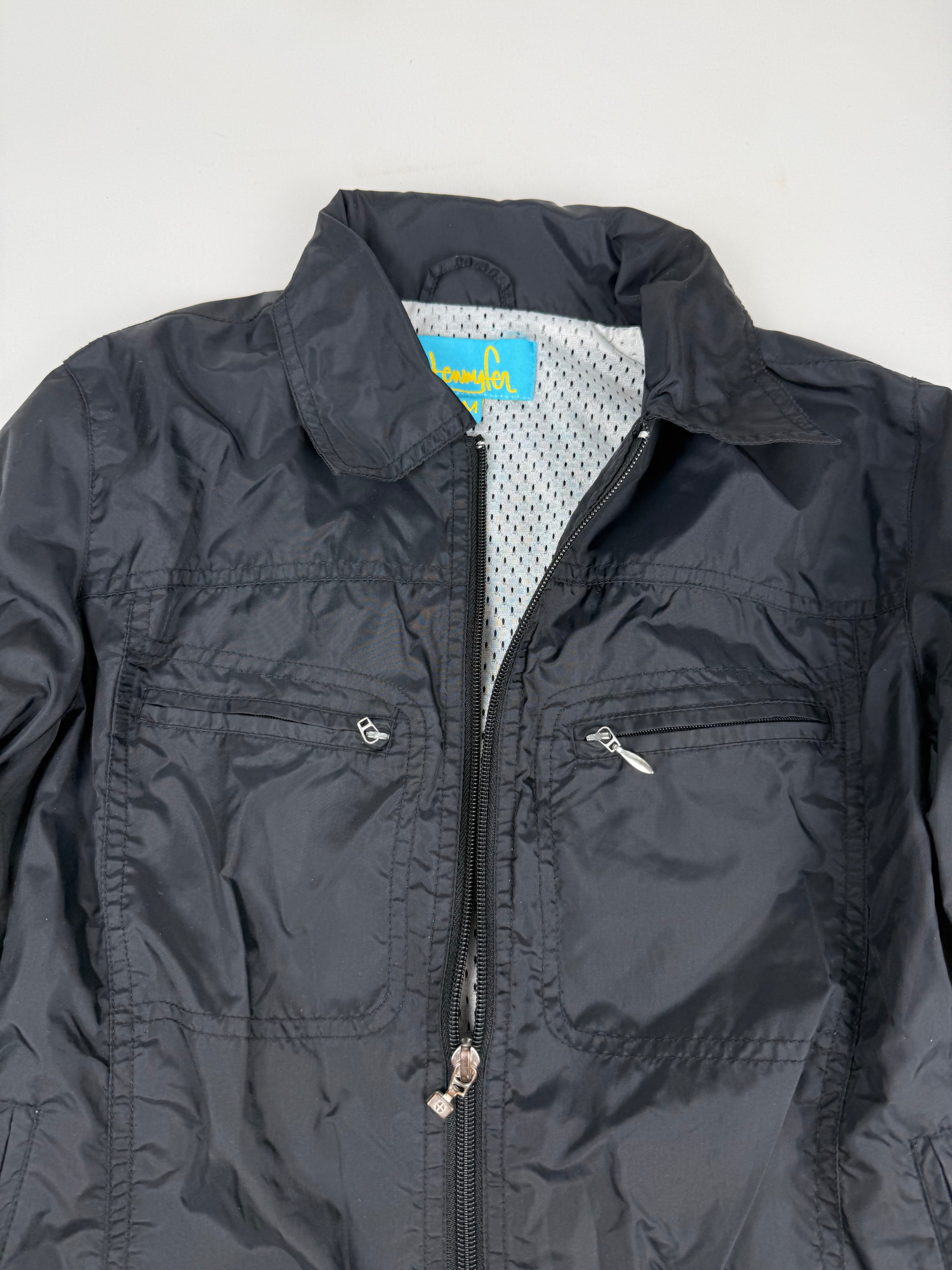 Black zip up biker jacket (M)