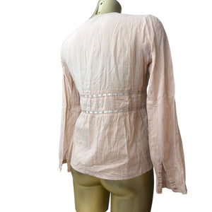 Baby pink bow 100% cotton long sleeves shirt (M)