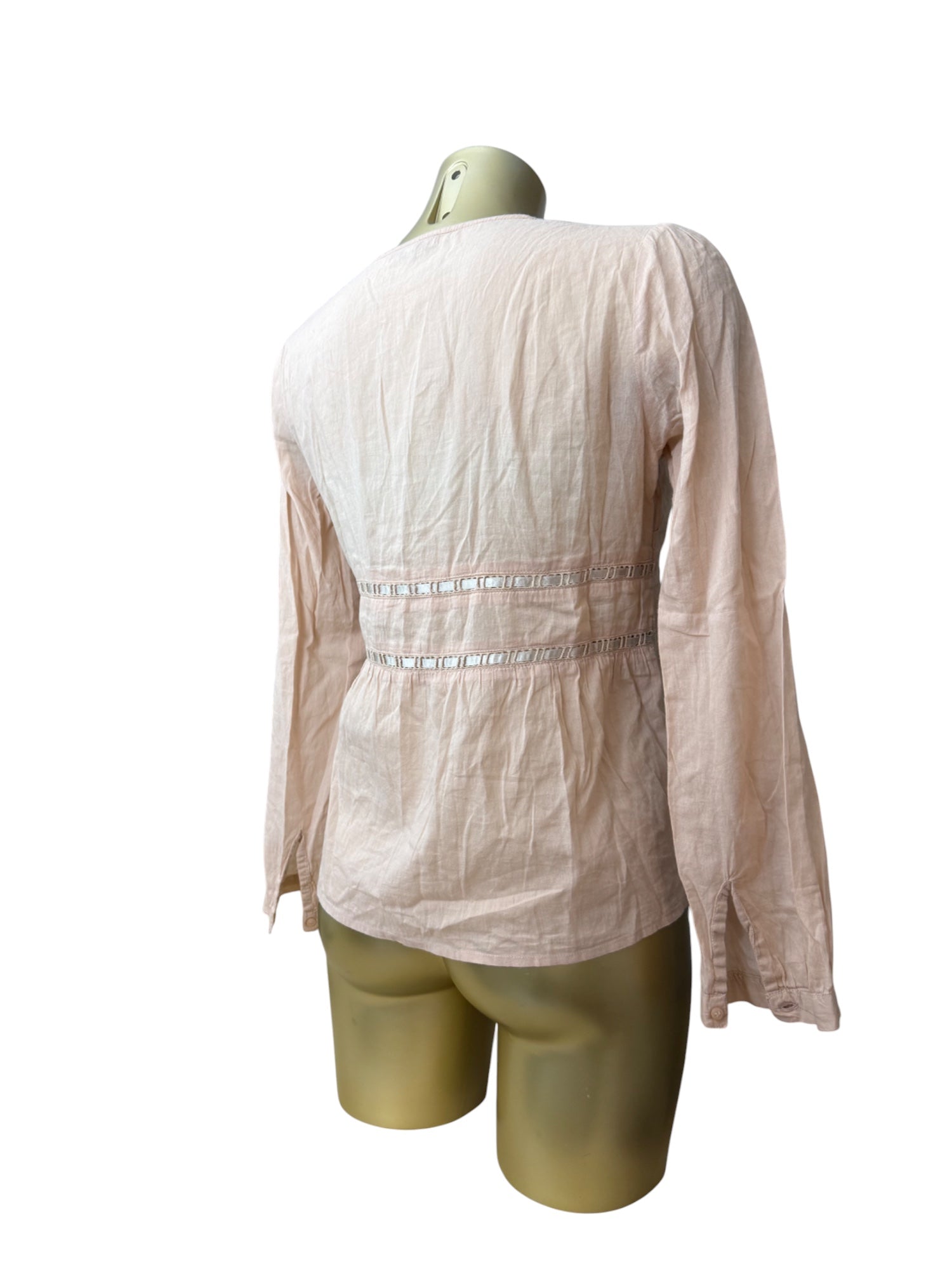 Baby pink bow 100% cotton long sleeves shirt (M)
