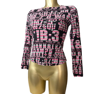 Graphic pink 100% cotton long sleeves top (S)