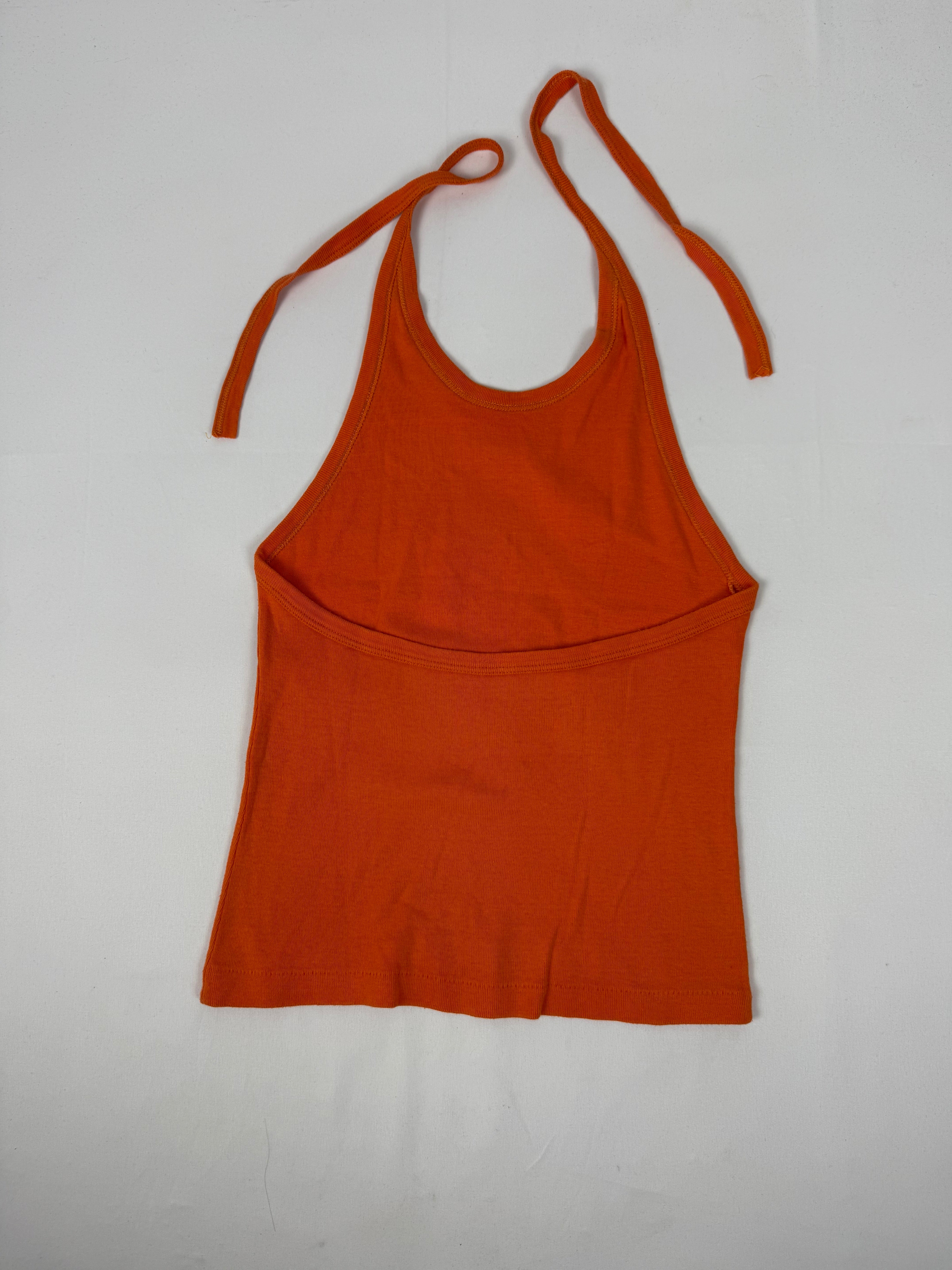 Orange 100% cotton halter top (S)