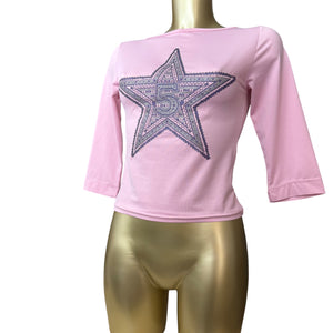 Pink graphic print long sleeves top (S/M)