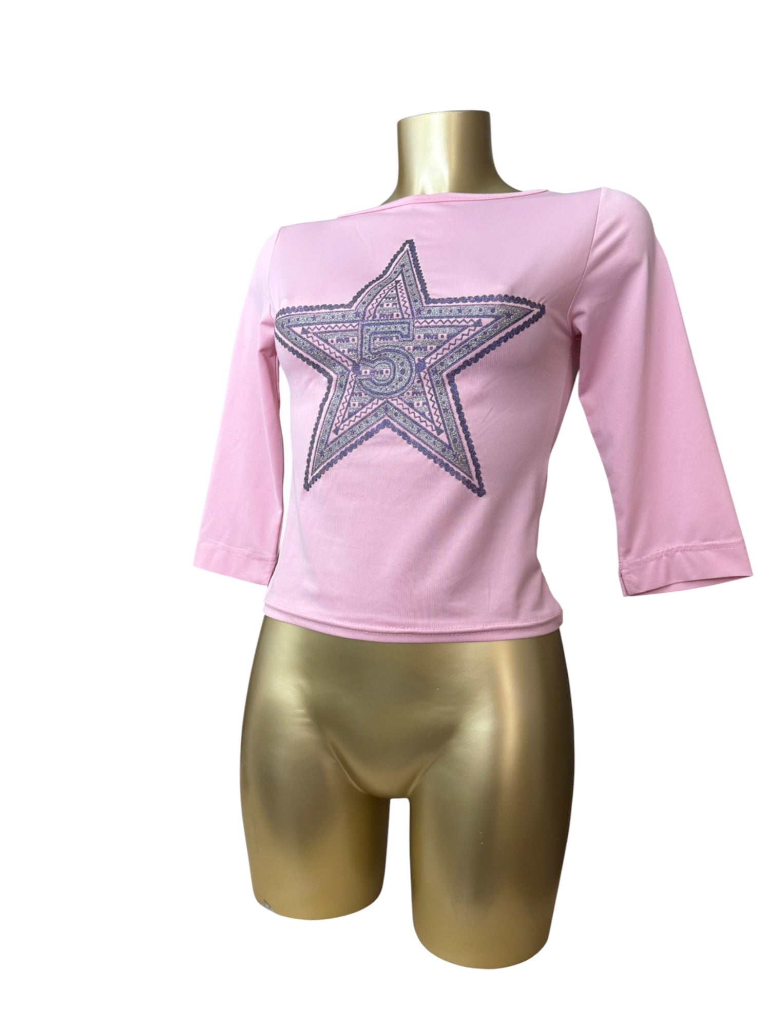 Pink graphic print long sleeves top (S/M)
