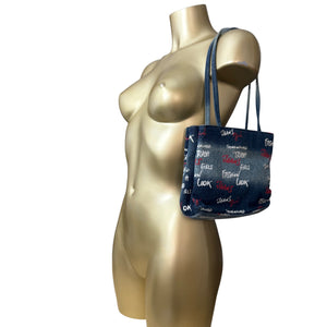 Blue denim shoulder bag + wallet (22x18cm)