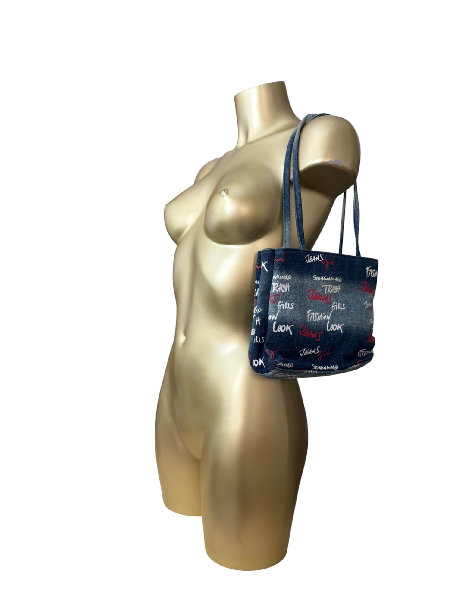 Blue denim shoulder bag + wallet (22x18cm)
