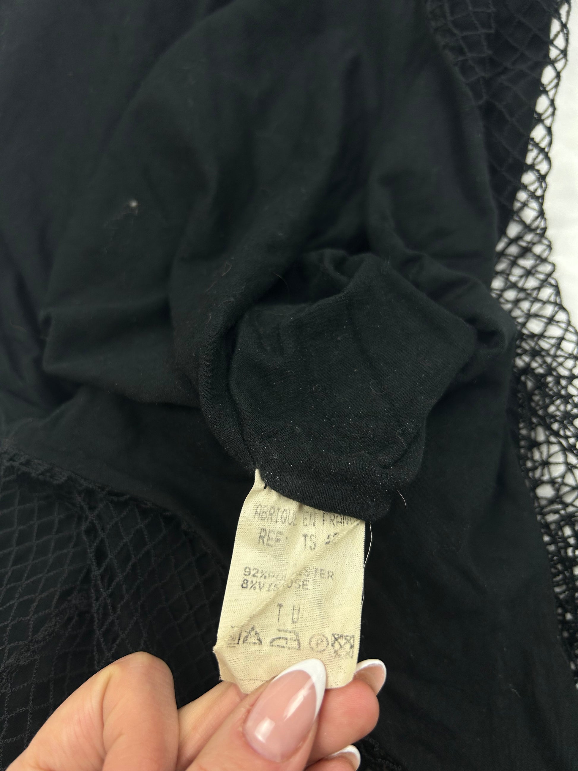 Black fishnet lined tank top (S)