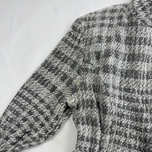 Grey check print tight fit office blazer jacket (S)