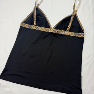 Black rhinestones logo panther cami top (L)