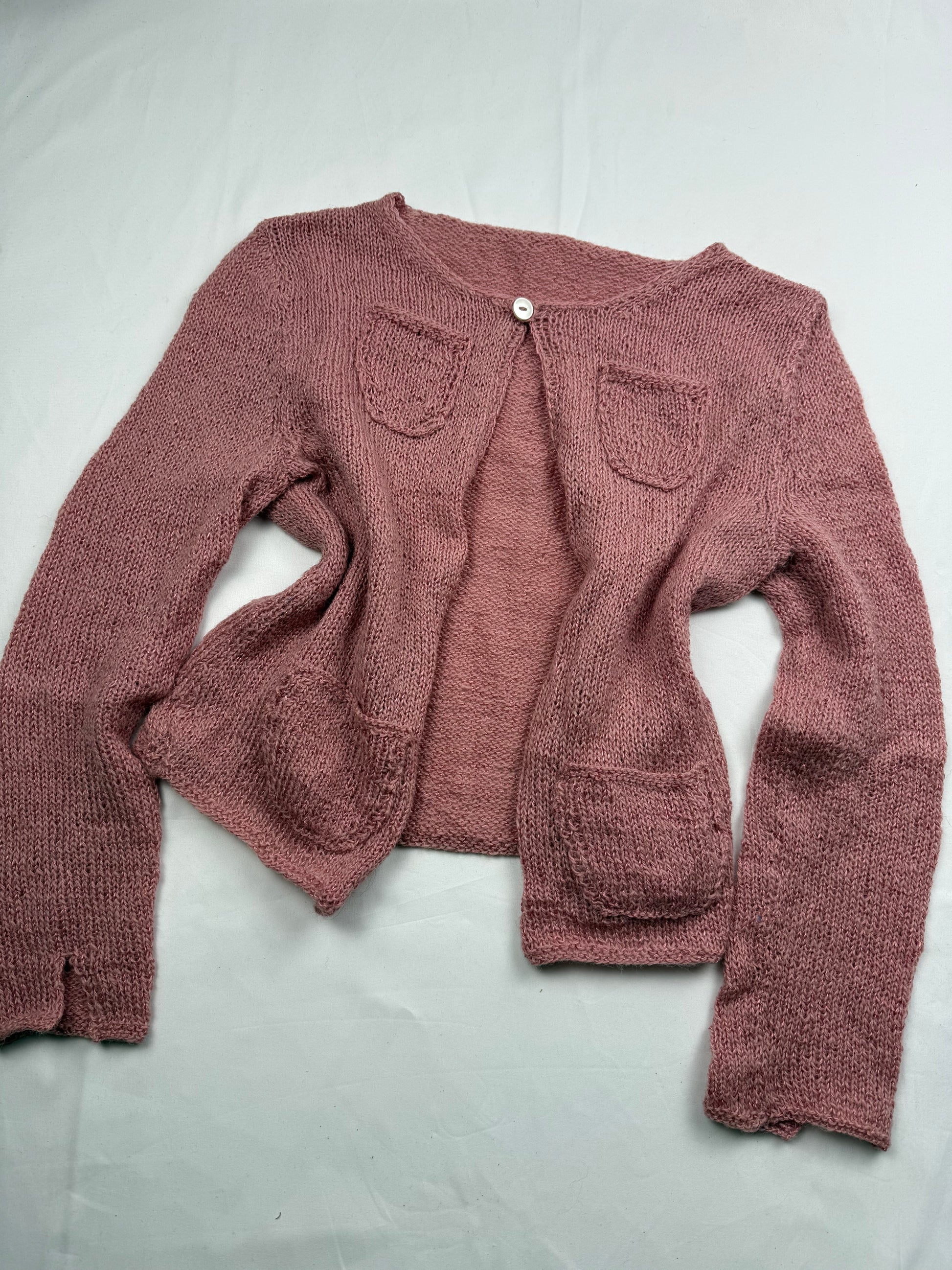 Pink knitted cardigan jumper (M/L)