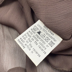 Brown asymmetric pearls 100% linen cami top (XXL)