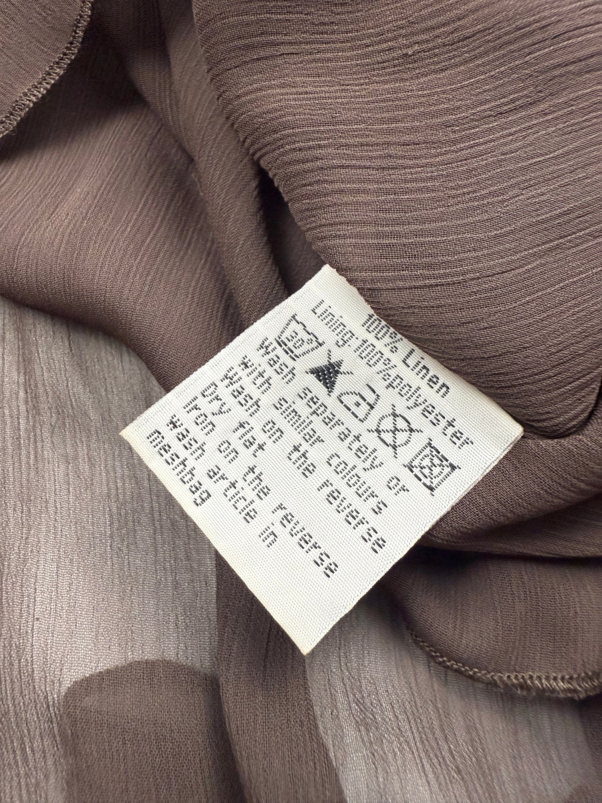 Brown asymmetric pearls 100% linen cami top (XXL)