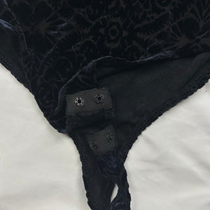 Navy velvet bodysuit tank top (S)