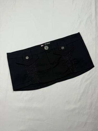 Black low rise mini / micro skirt (M)