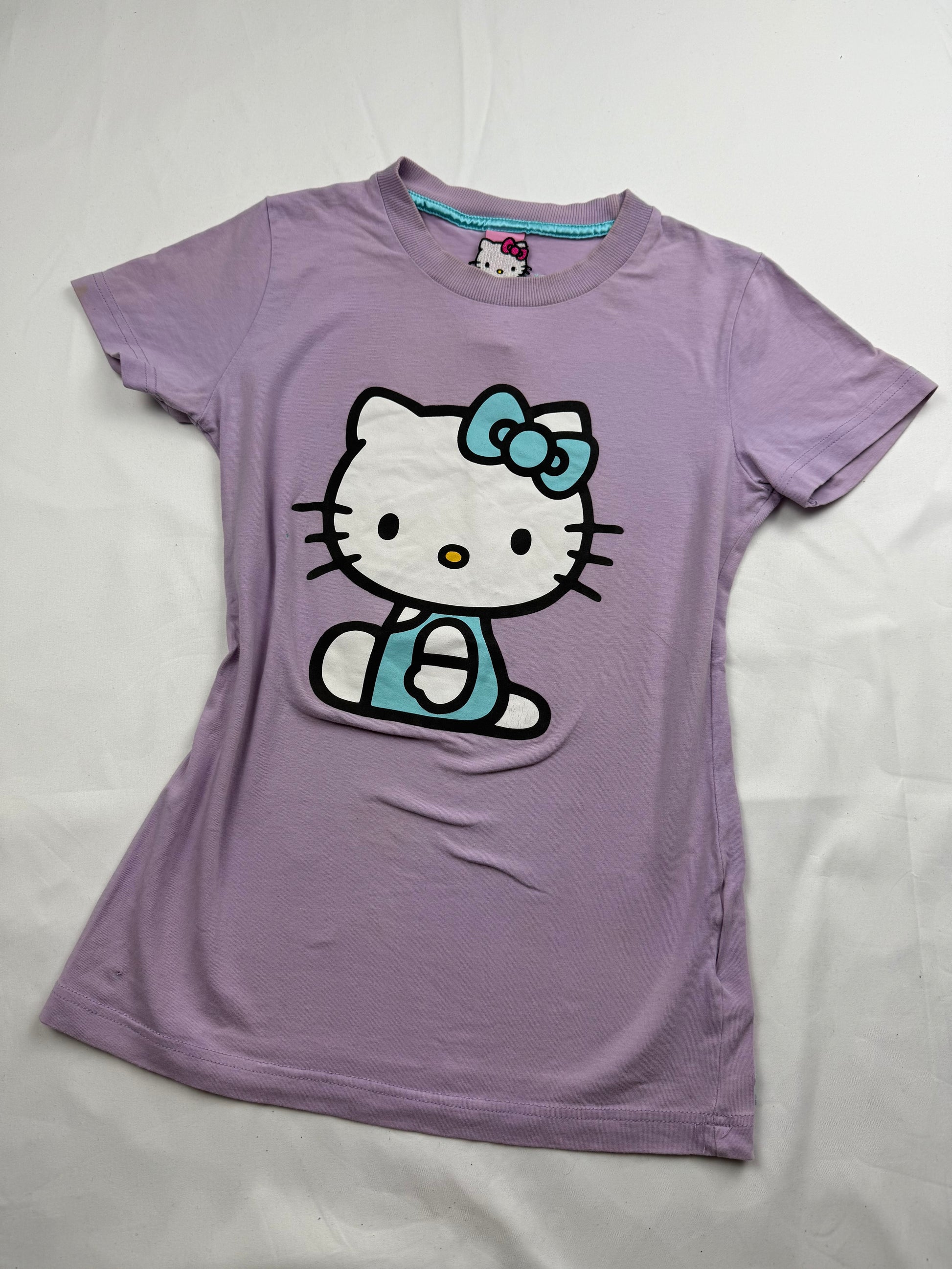Lilac kitty logo cotton tight fit tee (XS)