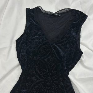Navy velvet bodysuit tank top (S)