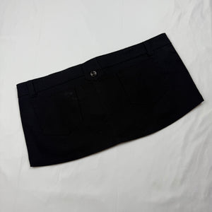 Black low rise mini / micro skirt (M)