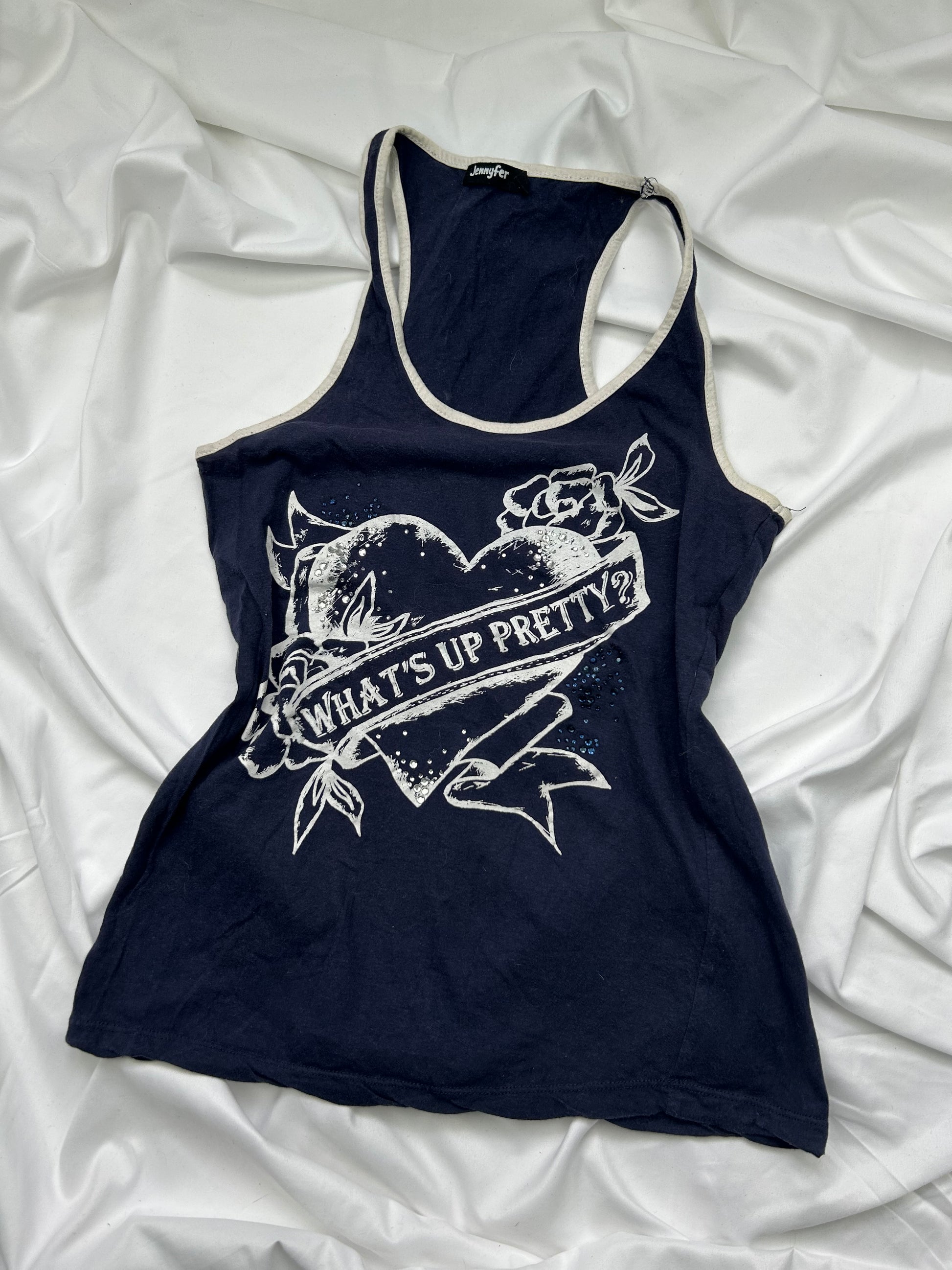 Navy graphic tank top (M)
