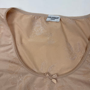 Beige floral lycra tight fit tee (S/M)