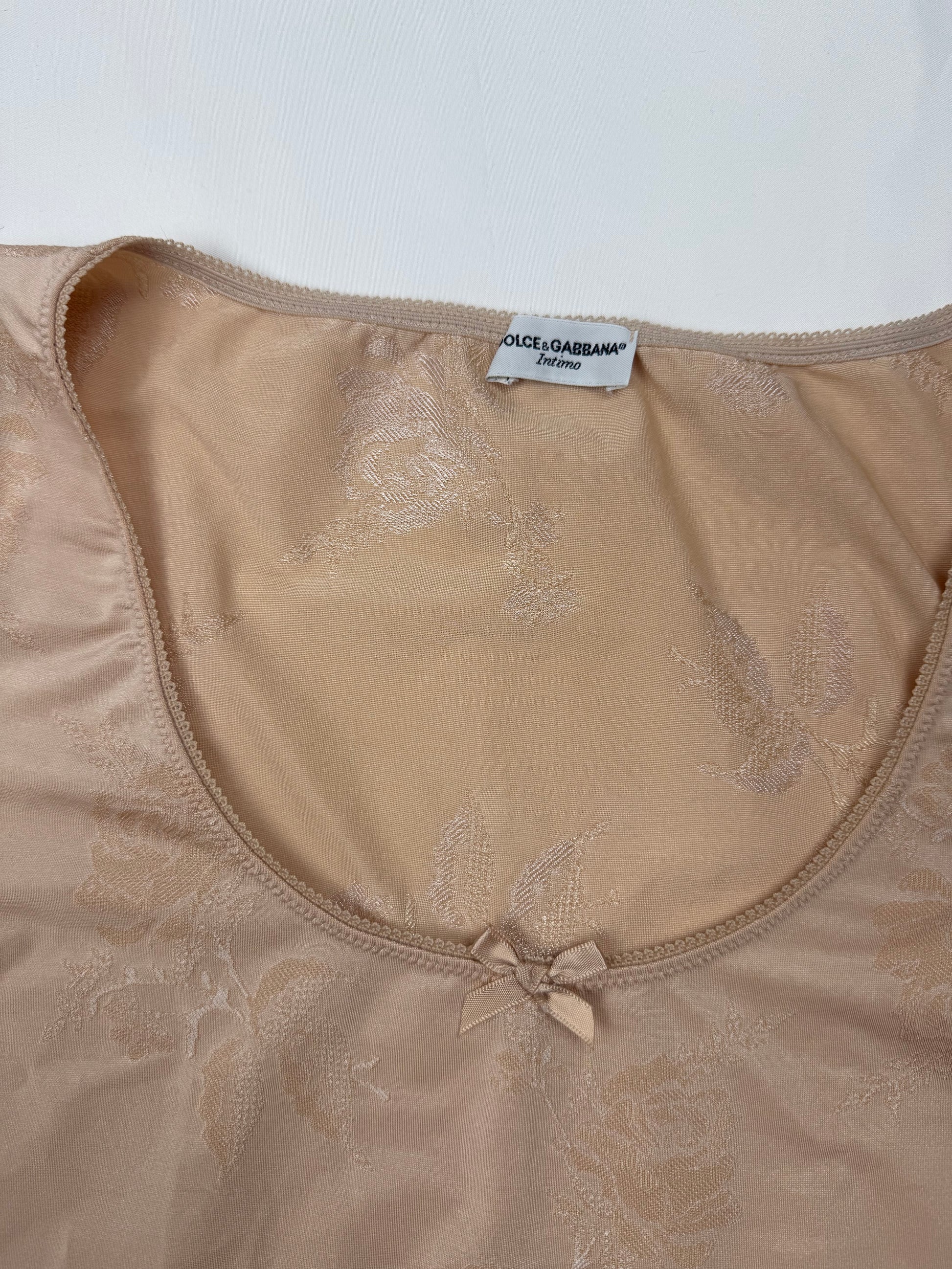 Beige floral lycra tight fit tee (S/M)