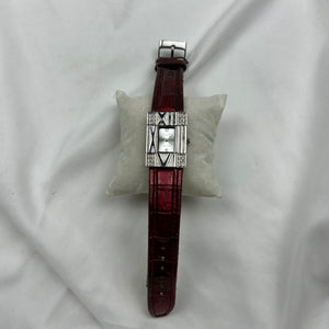 Vintage silver leather & inox bracelet watch jewelry