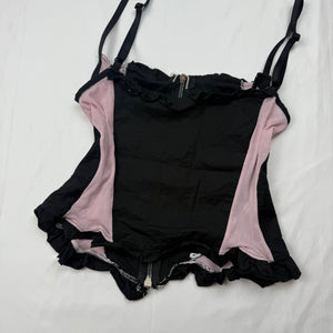 Black & baby pink zip up mesh corset top (S/M)