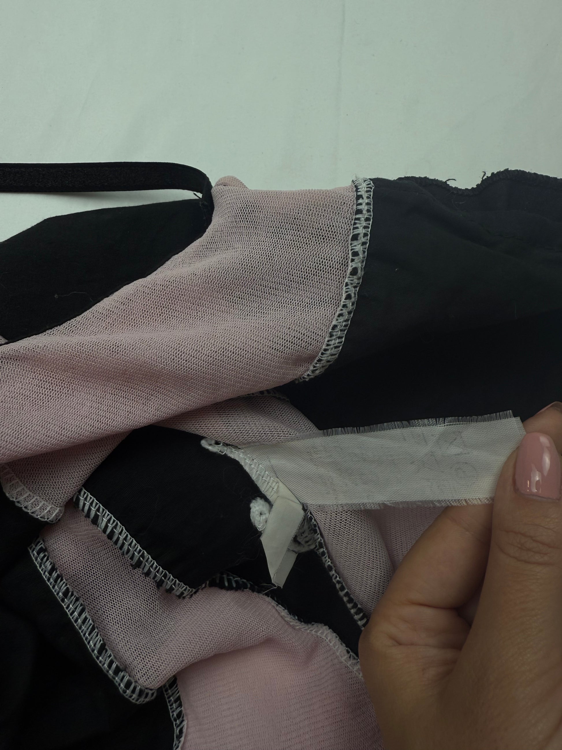 Black & baby pink zip up mesh corset top (S/M)