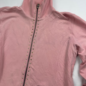 Pink cotton zip up tight fit sweatshirt (L)