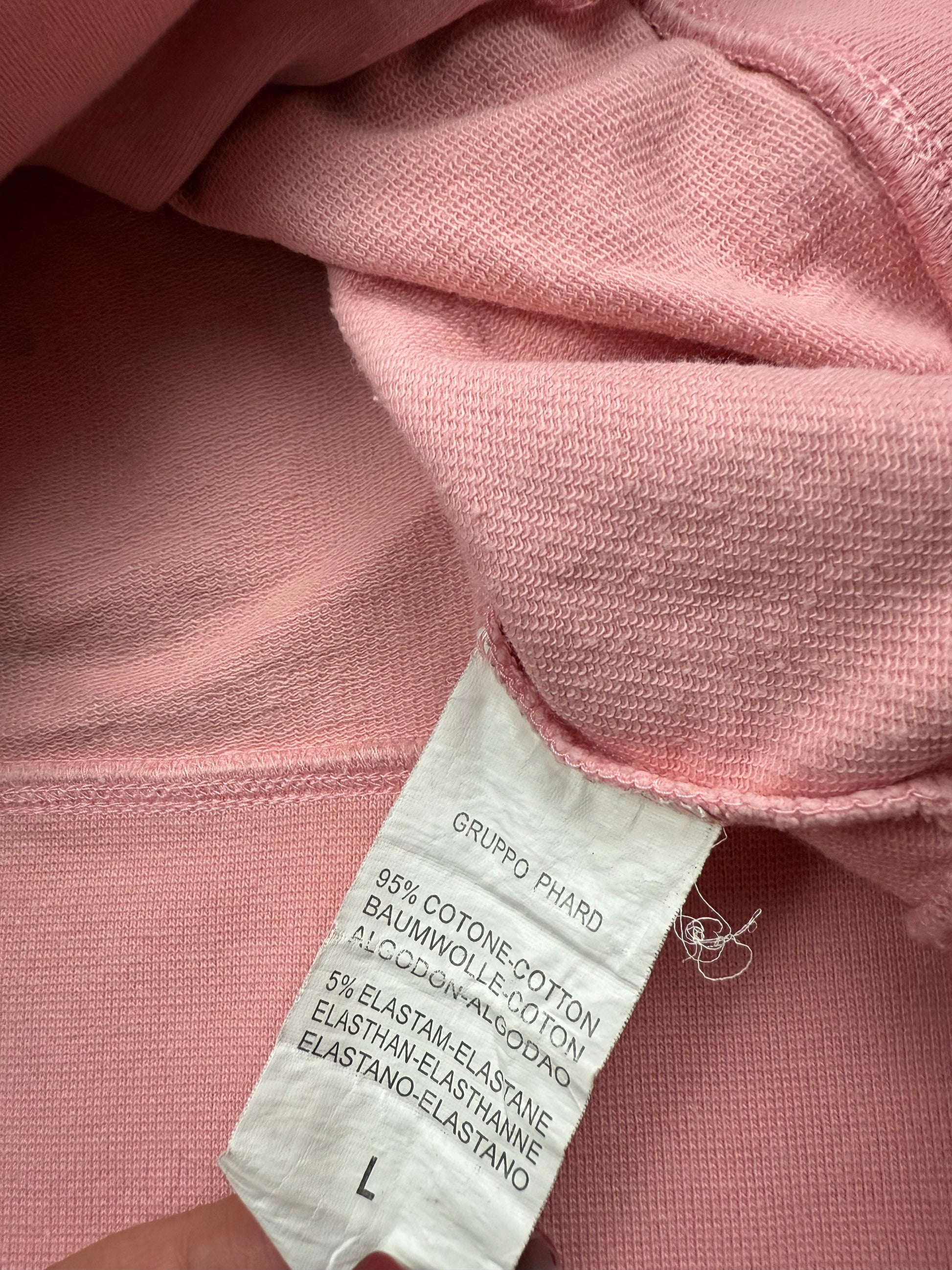 Pink cotton zip up tight fit sweatshirt (L)