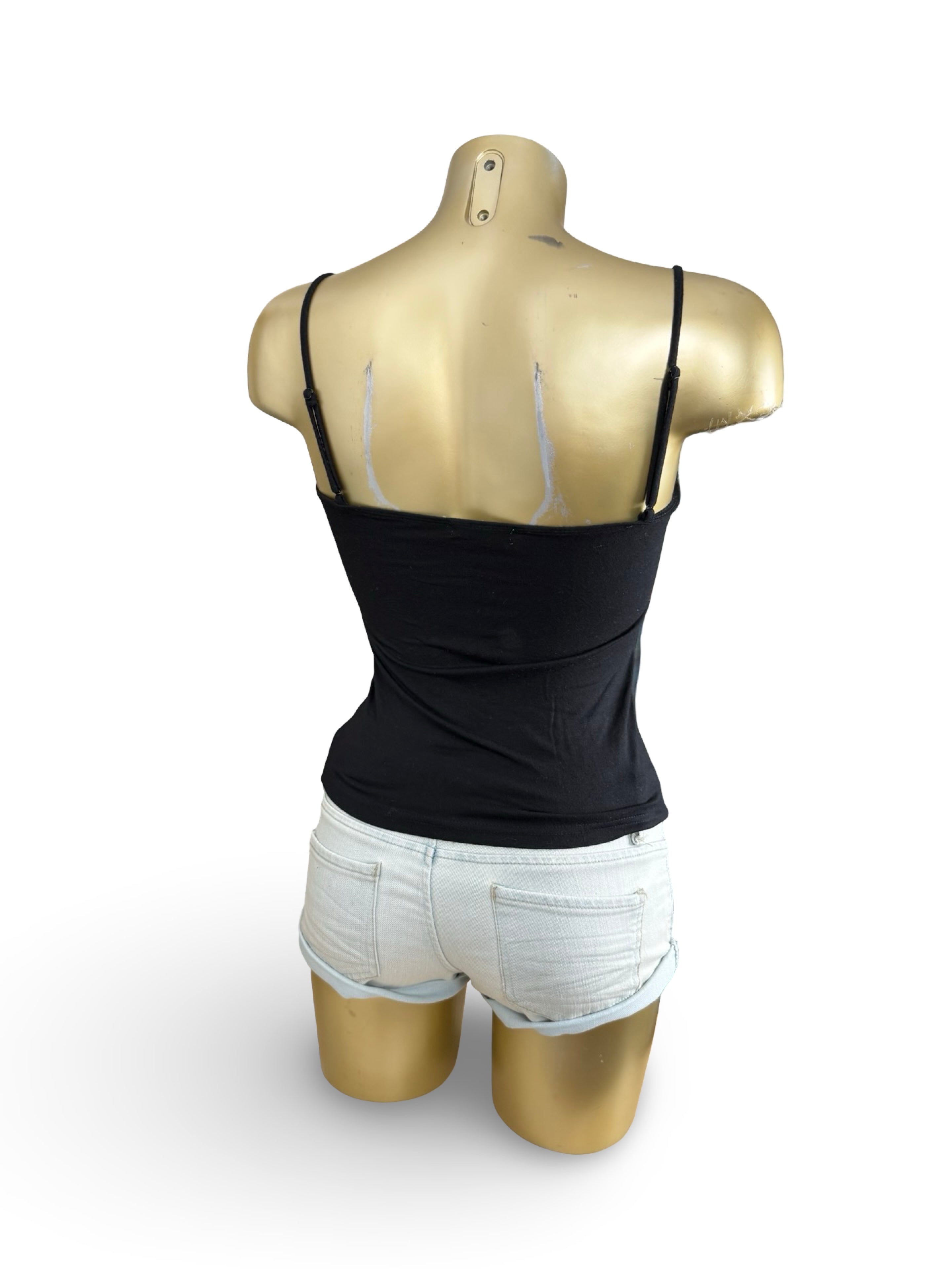 Black cami top with pearls (S)