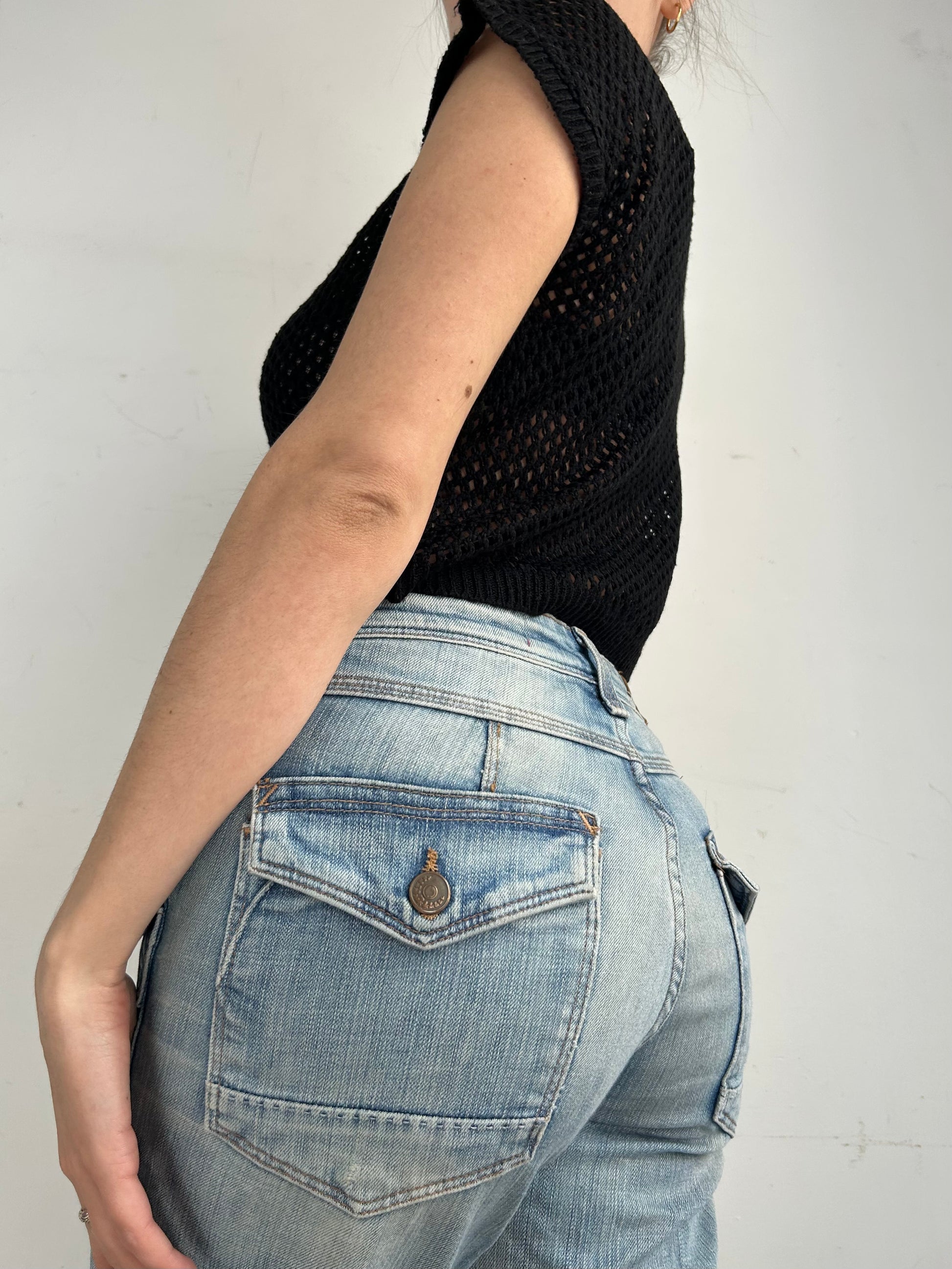 Black crochet tee (S/M)
