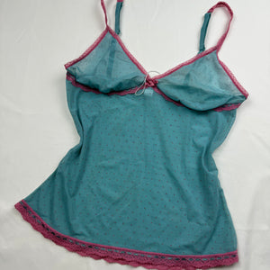 Blue & pink mesh babydoll cami top (M/L)